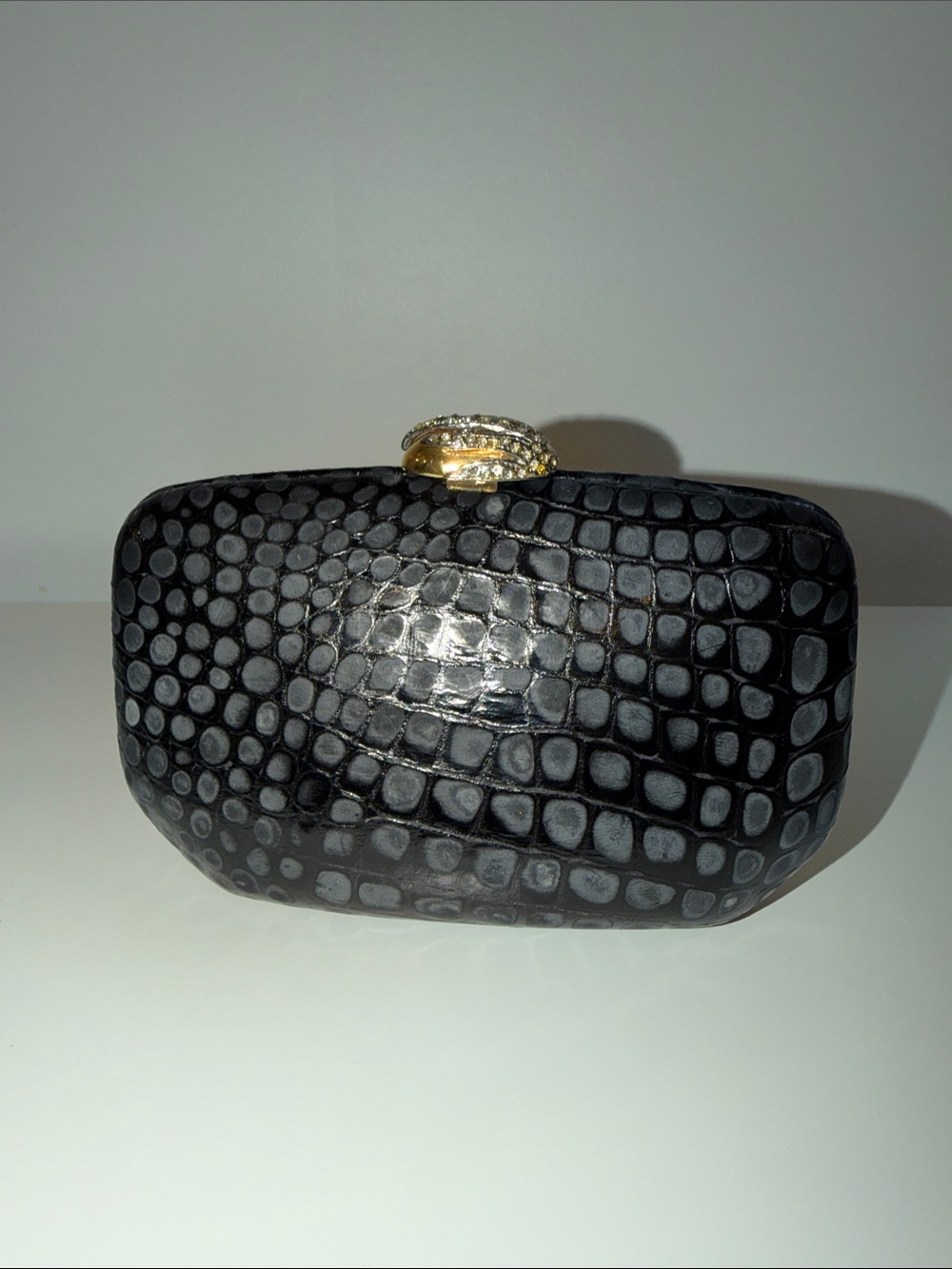 Vintage RODO Italy black croc embossed leather clutch shoulder bag - Picture 6 of 14